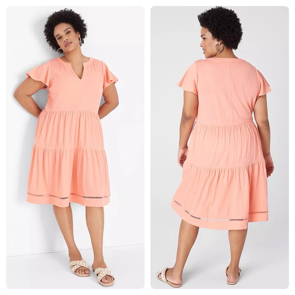 Lane Bryant Dresses & Skirts - B15-Women's Flutter-Sleeve Tiered Swing Dress Size 14/16